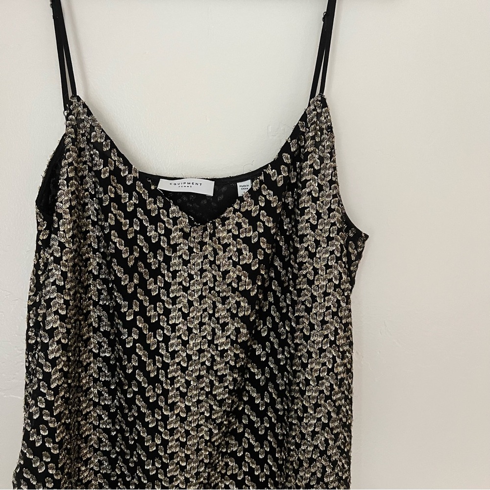 Equipment Metallic Silver & Black Camisole